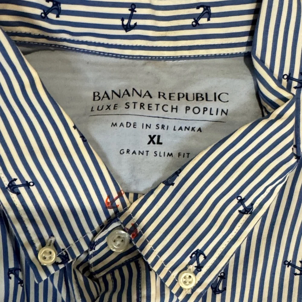 Banana Republic Blue and White Striped Shirt